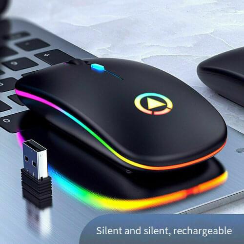 A2 Thin LED Lights Mouse 2.4GHz Digital Wireless Mute USB Optical Ergonomic Game Mouse Laptop PC Rechargeable Battery 2 Style