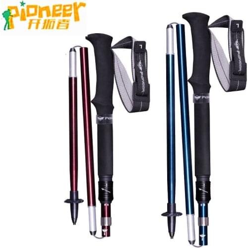 Pioneer Telescopic Folding Walking Sticks Ultra-light Adjustable Aluminum Alloy Camping Hiking Skiing Alpenstock Poles Canes