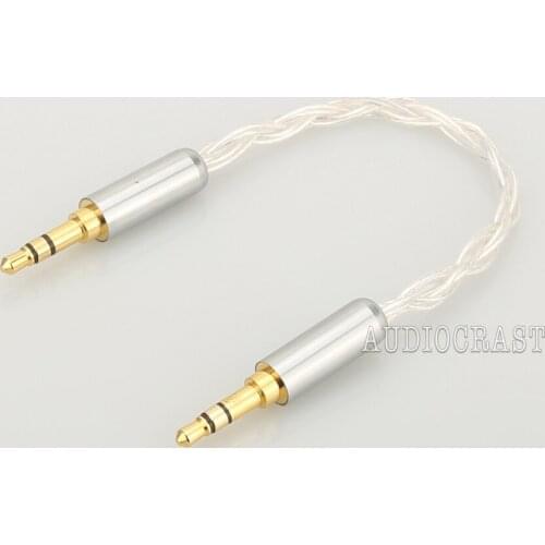 Audiocrast 10cm Silver Plated 3.5mm Male to 3.5mm Male Stereo Audio Hifi Audio cable car AUX wire jump cable