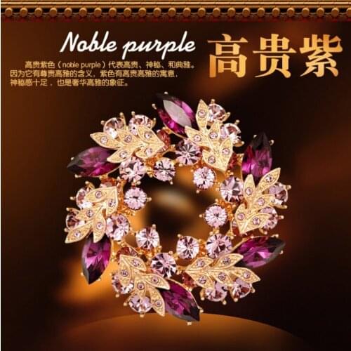 2015 High Quality Noble Bauhinia Rhinestone Brooch Pin, CC Crystal Brooches for Women Broaches Men Broches Scarf Buckle Brouch