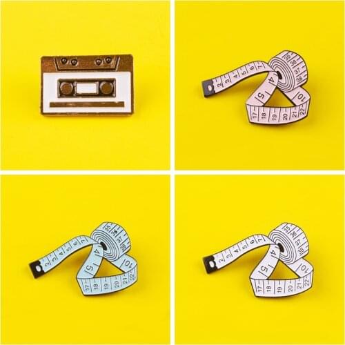 Brooch Ruler Metal Badges On Clothes Daily Things Tape Scissors Lapel Pins Bags Badge Gifts Icon On The Backpack Paired Jewelry