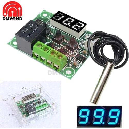 DC 12V 20A Relay W1209 Digital Thermostat Temperature Control Switch Sensor Blue Transparent Acrylic Case Kit for Water Heater