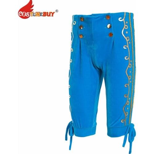 Costumebuy Customized Pants Mens Prince Blue Velves Retro Vintage Costumes MAN Victorian stage Performance Short Pants