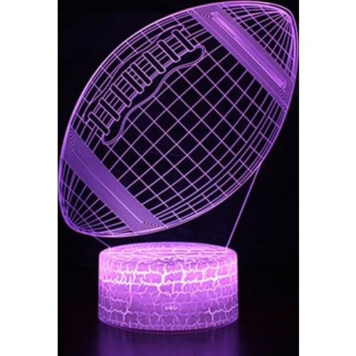 Kids Halloween Gift Home Decoration 3D Night Light LED Table Desk Lamp 3D Rugby Football Light Remote / Touch Control
