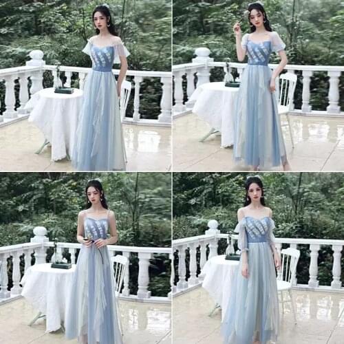 Bridesmaids Dresses Illusion Strapless Sleeveless Pearls Pleat A-Line Spaghetti Straps Tulle Lace Women Wedding Party Gown E449