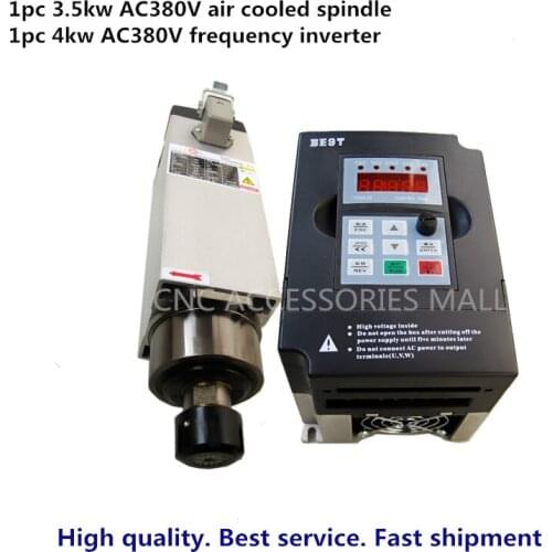 CNC Spindle motor Air Cooled Spindle Motor 3.5KW ER25 4 Bearings& 4kw VFD/inverter variable frequency driver