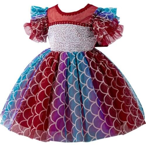 Baby girl sequin elegant puffy princess dress birthday party sweet mesh dress baby girl formal dress stage show catwalk costume