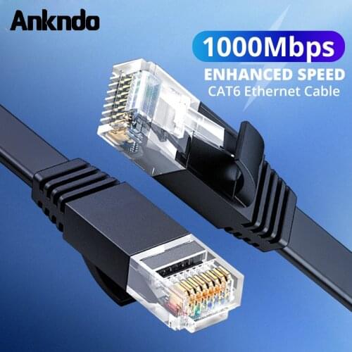 ANKNDO Cat6 Ethernet Cable Cat 6 Network Cable Finished Routing Six Flat Patch Cord Gigabit Indoor Twisted Pair Jumper Lan Cable