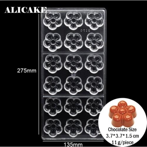 Chocolate Candy Bar Molds Sakura Flower Fondant Forms Polycarbonate Plastic Tray Moldes Cake Baking Pastry Bakery Tools Moulds