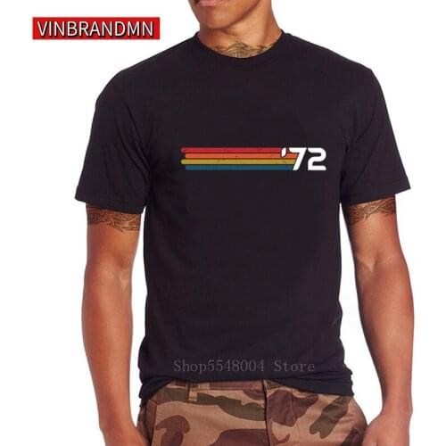 Vintage 1972 Male T-Shirt Retro 70s Classic 48th Birthday Tshirt Summer Fashion Comfortable T Shirt Casual Rainbow Style Clothes
