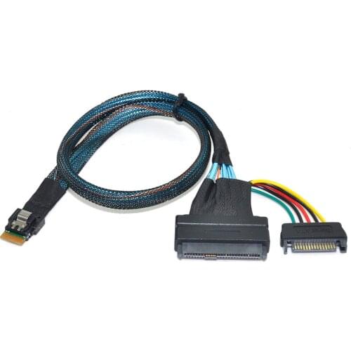 CableDeconn SFF 8654 Slimline to SFF 8639 Hard Disk SSD Cable NVME U.2 with 15 Pin SATA Power Cable