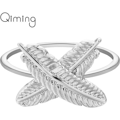 Foliage Feather Leaf Rings Women Vintage Zinc Alloy Bohemia Jewelryu Size7 Ring Handcraft Bronze Color Men Gift Hot Sale