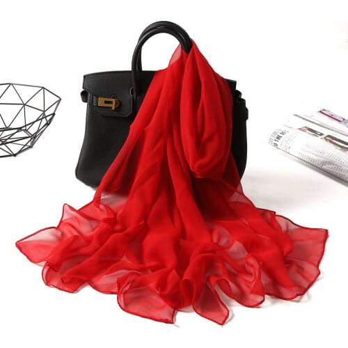 Fashion Spring and Summer Women Plain Color Beach Silk Scarf Shawls Long Wraps Beach Sunscreen Hijab