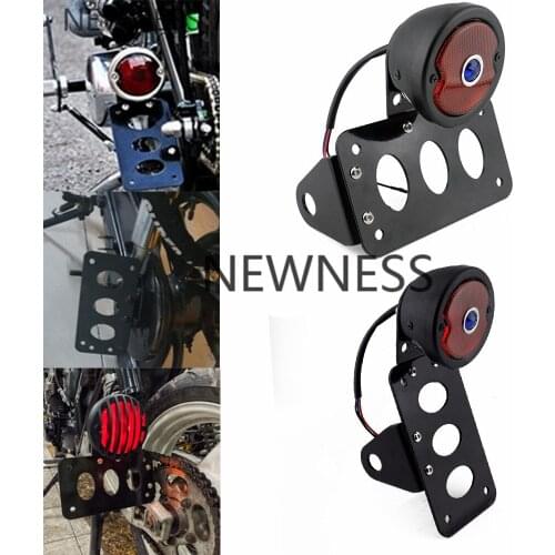 Motorcycle Side Mount Tail Light w/ License Number Plate Bracket For Harley Sportsters Bobber Chopper Rear Stop Light Taillight