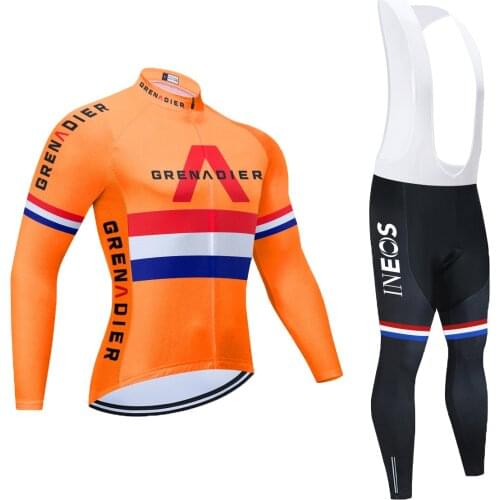 2021 Mens Cycling Jersey INEOS Long Sleeve Set MTB Bike Clothing Maillot Ropa Ciclismo Hombre Bicycle Wear 20D GEL Bib Pant