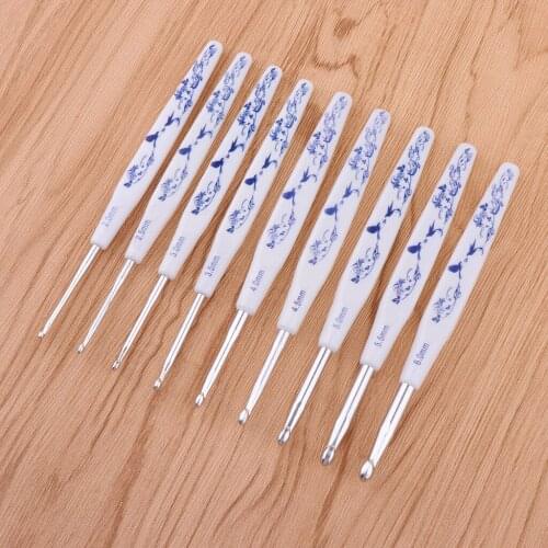 9x Aluminum Crochet Needles Set Thread Knitting Sewing Hooks 2-6mm / 14cm