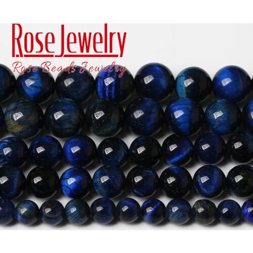 Natural Army Blue Tiger Eye Beads Stone For Jewelry Making Round Loose Beads DIY Bracelets Necklace Accessories 4 6 8 10 12 14mm
