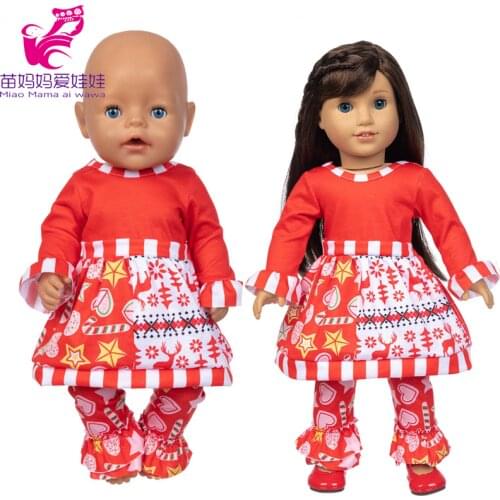 Reborn Baby Doll Clothes 43 Cm Red Christmas Dress 18 Inch Girl Dolls Clothes Festiaval Costume Baby Girl Birthday Gifts