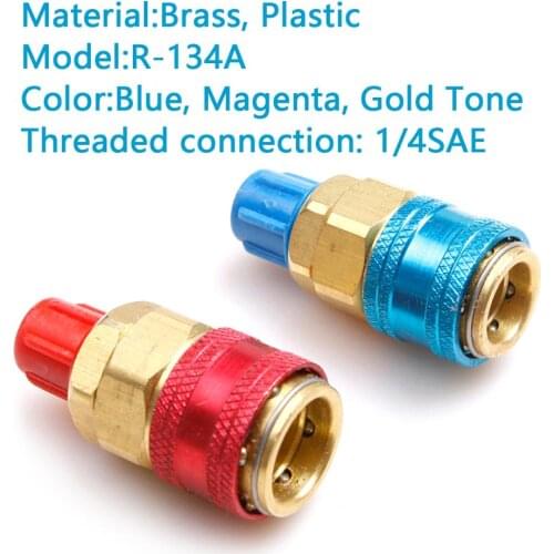 2Pcs Red And Black R134A 1/4SAE QC-12 L/H Quick Connector Adapter Coupler Car Auto Air-Conditioning Tool