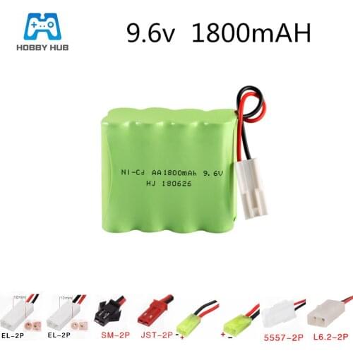 Rechargeable 9.6v 1800mah Battery 9.6 v AA nicd aa for electric toys RC car ship Trucks GUN 1800 mah High Capacity NI-CD battery