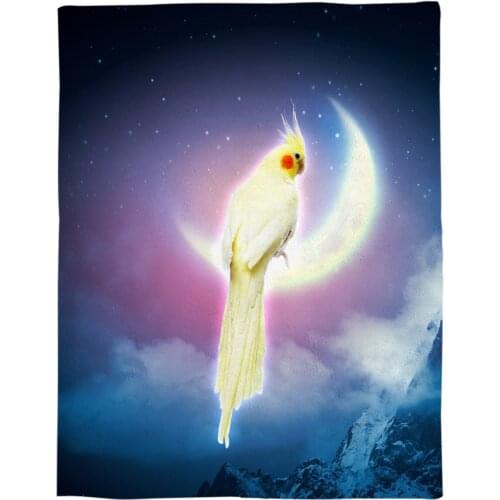 Parrot Moon Throw Blanket Portable Soft Bedspread Microfiber Flannel Blankets for Beds