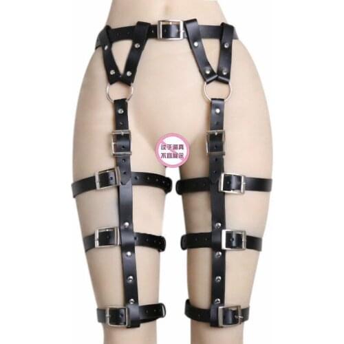 Gothic Leather Leg Harness Garter Belt Fetish Women Punk Body BDSM Bondage Harness Strap Edgy Intimate Underwear for Sex Women