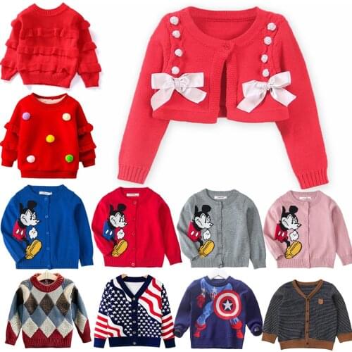 Cartoon Disney Mickey Mouse Kids Boys Girls Casual Sweater 2021 New Autumn Spring Baby Tops Loose Bottoming Shirt Clothing