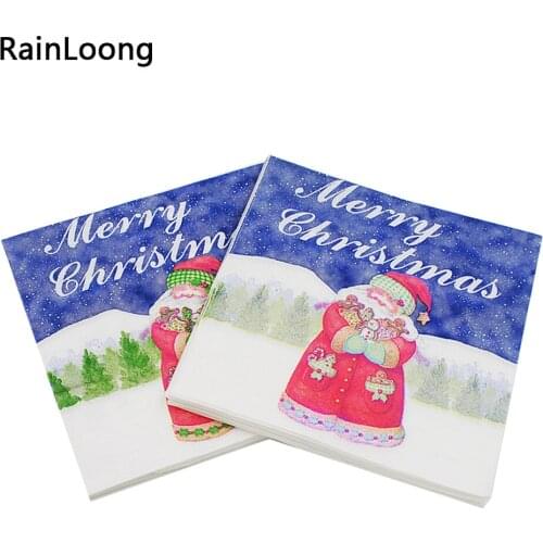 [RainLoong] Santa Paper Napkin Christmas Event & Party Supplies Tissue Napkin Supply Decoration Paper 33*33cm 1 pack
