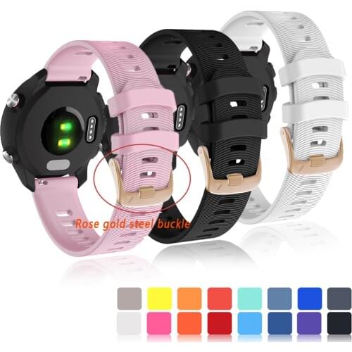 For Garmin Forerunner 645 245 vivomove 3t HR Rose gold steel buckle silicone strap for Huawei Watch GT 2 42mm Galaxy Watch 42mm