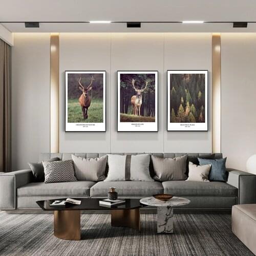 Nordic Spring Canvas Painting Elk and Pine Nuts Christmas Gifts Wall Art Posters and Painting Prints Home Decoration Merry Chris