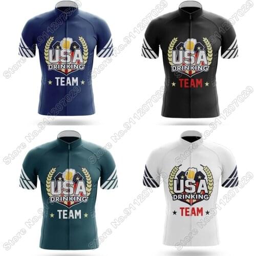 USA Drinking Cycling Jersey Short Sleeve Cycling Clothing Men Mountain Road Bike Shirts Bicycle Top MTB Wear Maillot
