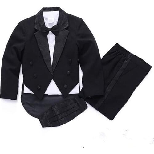 2018 high quality wedding Formal costume for boy Performance clothing sold wedding suits for boys white/ black 5pcs size:1-4T