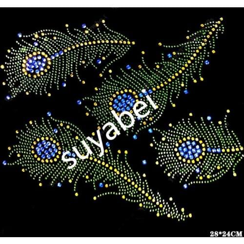 4pc/lot Hot fix rhinstone motif transfer iron on rhinestone for hat bag garment applique patches