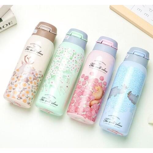 350ml/480ml Stainless Steel Straw Thermos Mug Portable Travel Thermal Water Bottle Thermosmug Nice Gifts