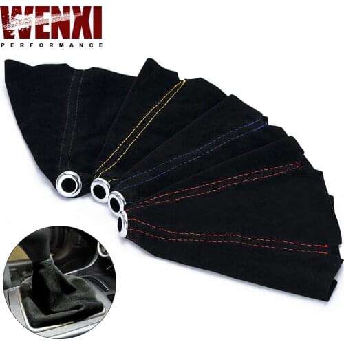 16mm Universal Suede Leather Car Gear Shift Collars Carbon Fiber Auto Car Manual Stick Shifter Knob Gear Shift Boot Cover Gaiter