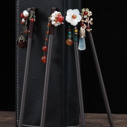 Vintage female invisible hair chopsticks hand-carved wooden hair stick ethnic hairpin hairpin jewelry accessories