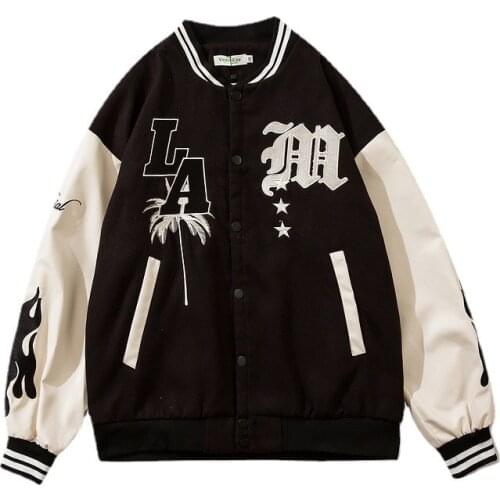Women Men Baseball jacket Harajuku retro alphabet embroidered printed unisex long sleev jacket coat casual 2021 fashionable coat