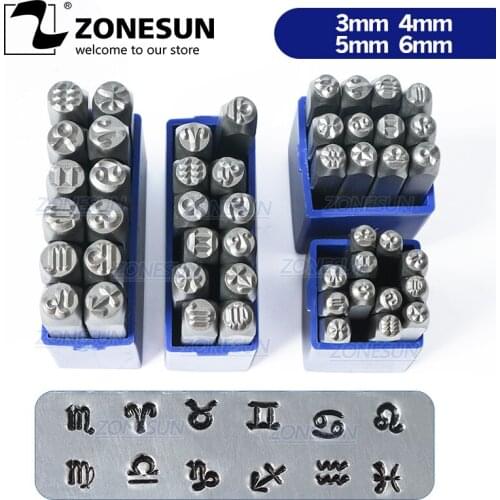ZONESUN Leather Jewelry Metal Steel Stamps Symbols Leather Punch Die Custom Logo Tools Set For Bracelet Necklace Ring