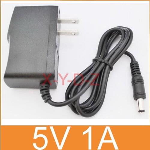 1pcs 5V1A 100% New AC 100V-240V Converter power Adapter DC 5V 1A 1000mA Power Supply US Plug DC 5.5mm x 2.1mm