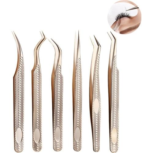 1PC Stainless Steel Eyelash Extension Tweezers for Classic Lashes Easy fan eyelash Russian Volume eyelashes Beauty Tools