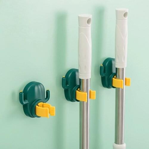 1PC Mop Clip Multi-Purpose Punch-free Wall Hanging Cactus Mop Holder Non-Marking Mop Clip With Double Hooks Kitchen Accessories