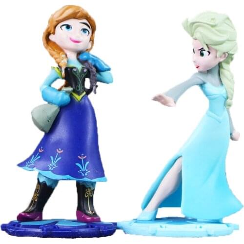 2pcs/Lot 8.5cm Princess Anna Elsa Figure Toys Beauty Model Dolls for Girls