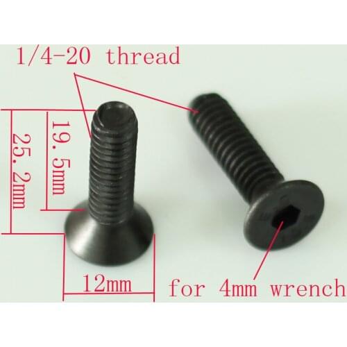 2pcs long 1/4-20 metal Socket flat Screw for camera tripod quick release plate (pack of Two)