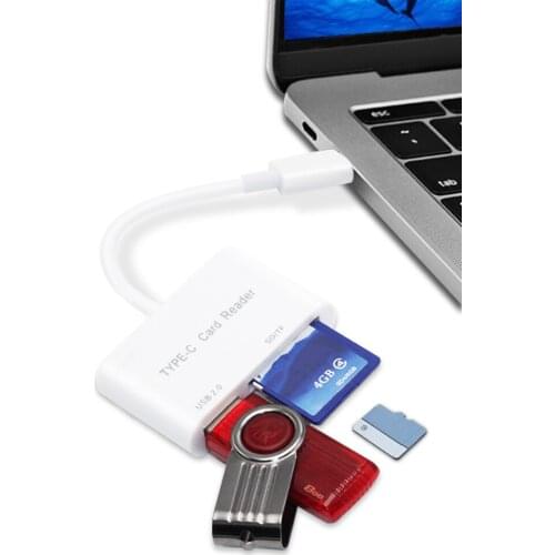 3 in 1 USB Card Reader Adapter Type C Cable SD Micro SD TF Connection for Macbook Pro Type-C Port