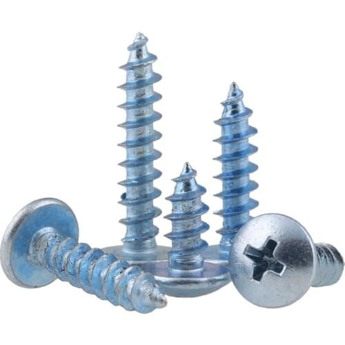 30Pcs M4 M5 Cross Recessed Large Flat Head Self-tapping Screws Hardened Blue Zinc Wood Screws