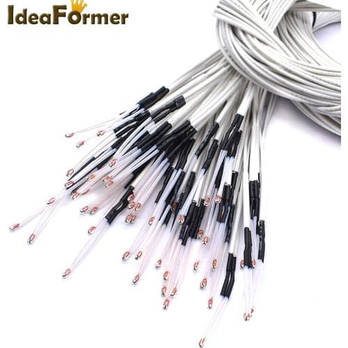 5Pcs 3D Printer Temperature Parts 100K Ohm NTC 3950 Thermistors Sensors 1M/1.5M cable NO/2P DuPont OR XH2.54 terminal connector