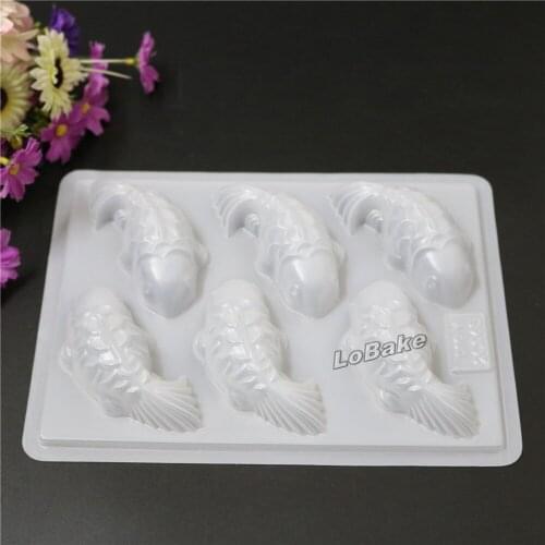 5pcs/lot) High quality cute 6 fishes shape PP Plastic Semi-transparent Chocolate Jelly Mold cozinha baking tools for cakes