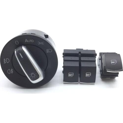5ND941431B Chrome Headlight Mirror Window Switch For VW TIGUAN PASSAT B6 CC GOLF 5 6 JETTA MK5 MK6 Eos GTI 5K3959857 5ND959855