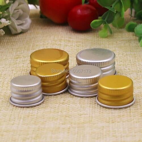 50/100pcs 18/20/24/28R Aluminum Screw Cap Lid for Plastic Cosmetic Liquid Bottles Makeup Refillable Containers In Gold/Silver