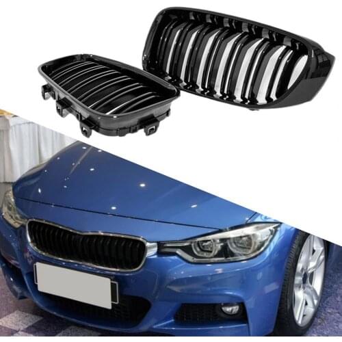 1Pair Auto Front Grilles Glossy Black Grills 51137294803 51137294804 for BMW 3 Series F34 GT 14-16